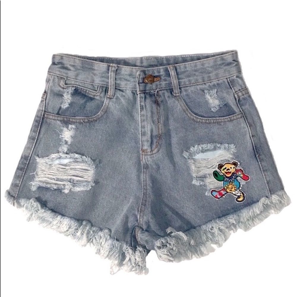 Denim Shorts W/ Grateful Dead Bear Patch